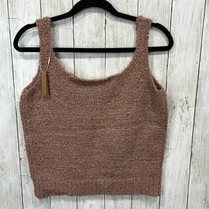 Skims Cozy Sherpa Fleece Crop Tank Rose Clay Brown Size 2X/3X FLAWED